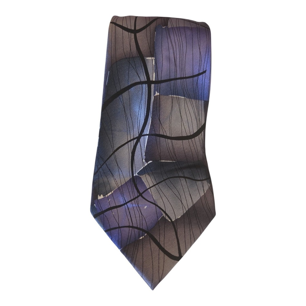 J. Garcia Moon Mountains Collection Fifty-One Silk Necktie Purple Grey Abstract